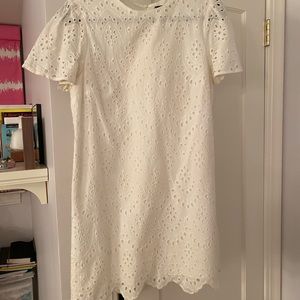 White shift eyelet dress
